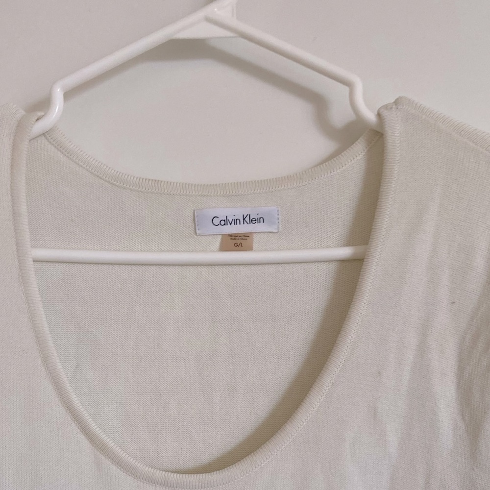 White   Calvin Klein stretchy fringy dress - Picture 3 of 5